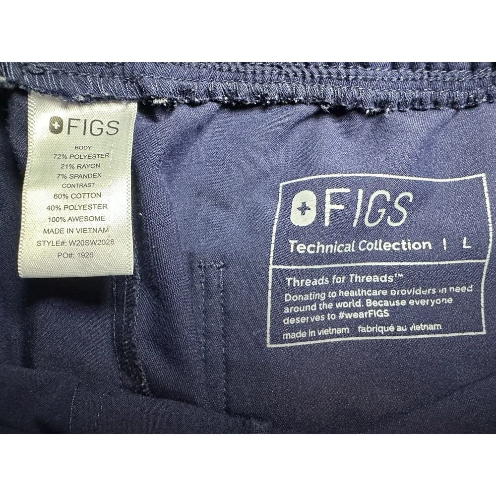 FIGS Women's LARGE Zamora Jogger Scrub Pants Navy Blue‎ Technical Collection